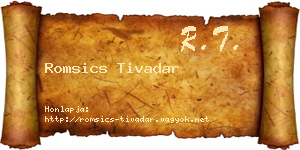 Romsics Tivadar névjegykártya